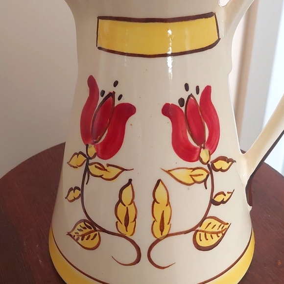 Vintage Chocolate Pot Tulip Slip Ware Hand Painted 1940s-50s - Picture 2 of 6
